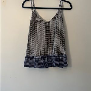 Blue black and white patterned tank